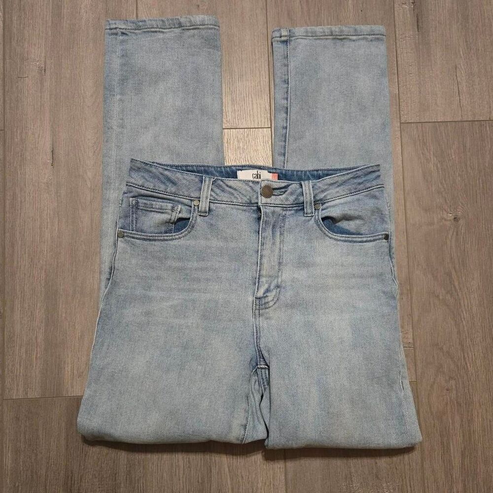 Women's Cabi High Rise Straight Mom Light Wash Casual Denim Jeans 4 - Picture 3 of 5